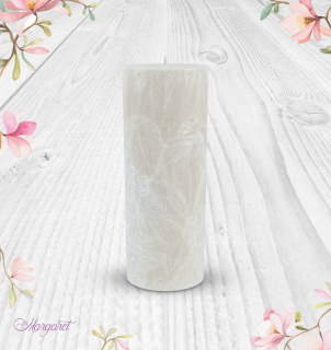 Svíčka Válec 3 (20 cm) – Béžová / Caffé Latte / Květinka